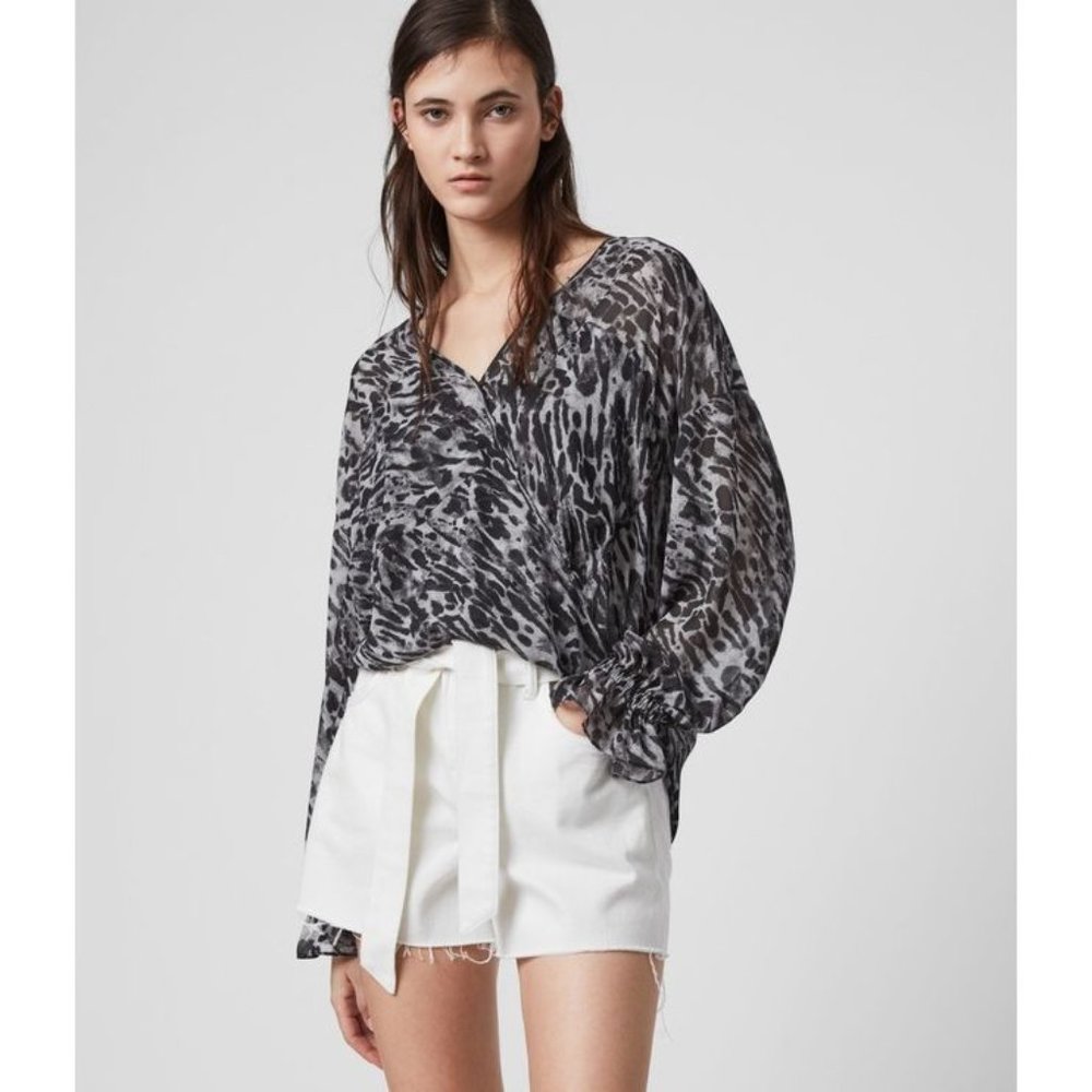 AllSaints NWT Penny Ambient Top in Pale Grey size XS - Picture 9 of 10